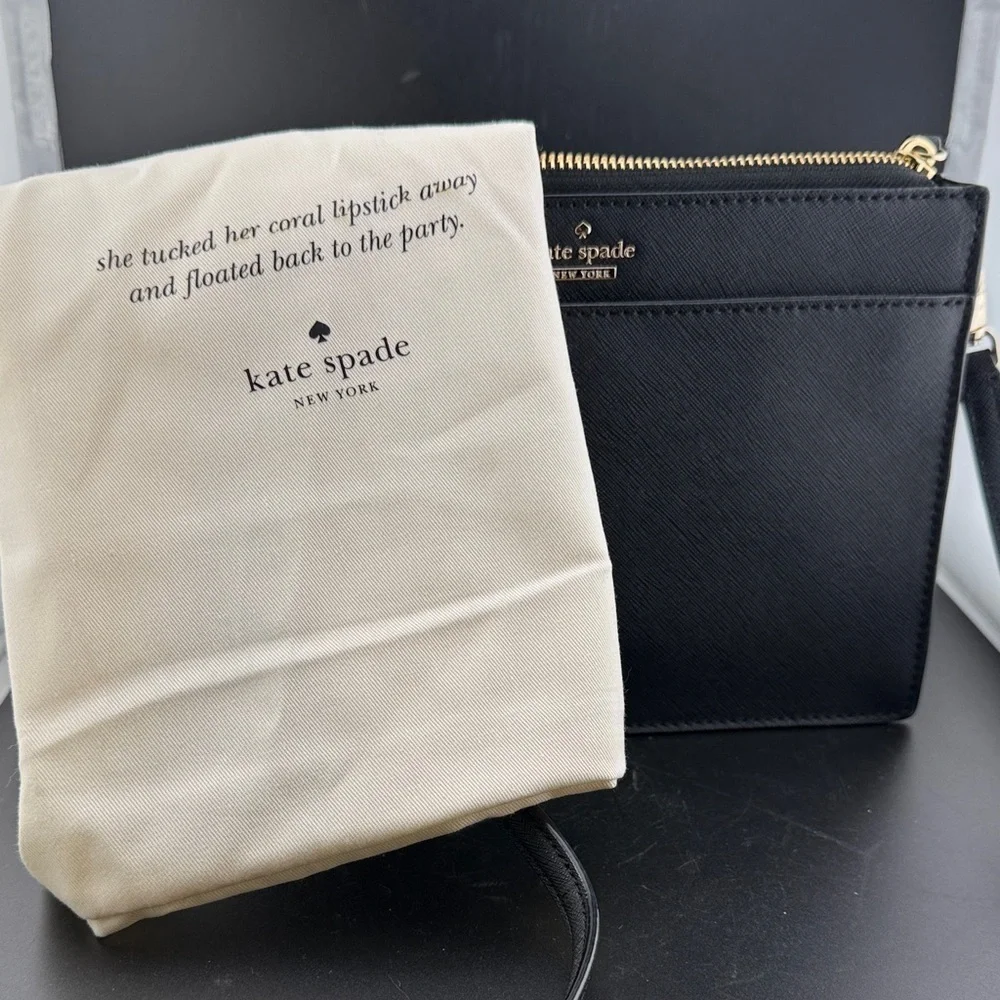 Kate Spade Rory Saffiano Leather Crossbody Bag Purse Handbag- Black